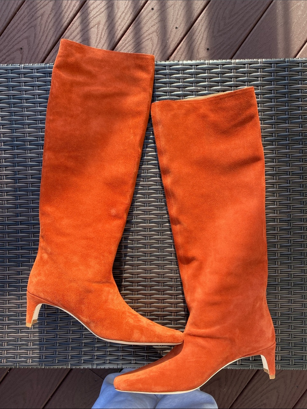 🧶 STAUD Wally suede kitten heel knee high boots size 8-8.5US